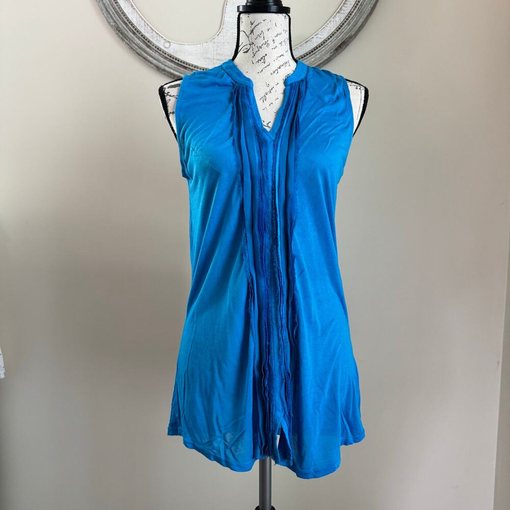 Nurture Women’s Blue Sleeveless Tunic Top Size M Modal Rayon Blend Pleated Front